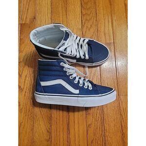 VANS Sk8 Off The Wall High Top Sneaker Shoes Navy Blue White Size W6 Men 4.5